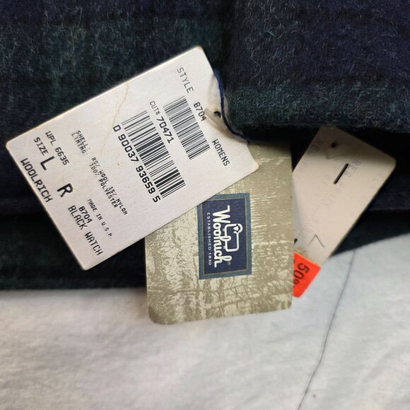 Woolrich Womens Wool Black Watch Tartan Plaid Barn Jacket L USA 90s Deadstock - Picture 3 of 10